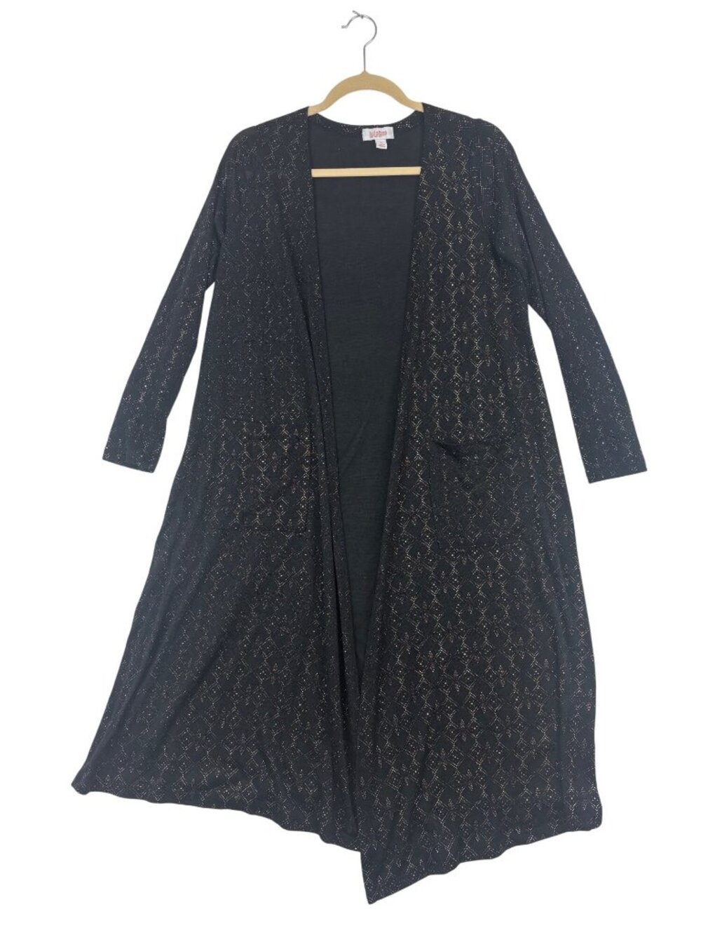 ✨3/$30 LuLaRoe S Longline Open-Front Cardigan Black Gold Details Witchy Boho